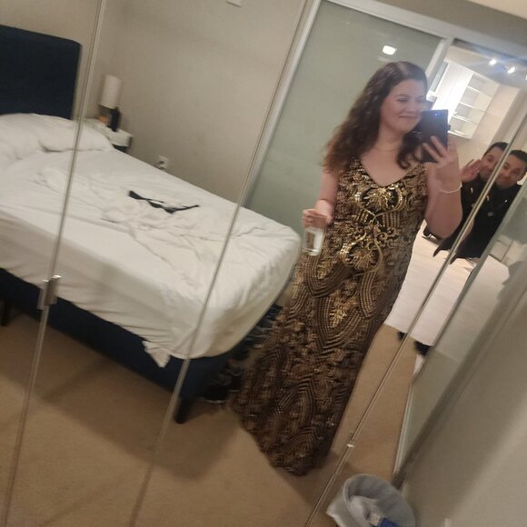 Lulus Truly Alluring Black And Gold Sequin Mermaid Maxi Dress - Size XL - Picture 3 of 4